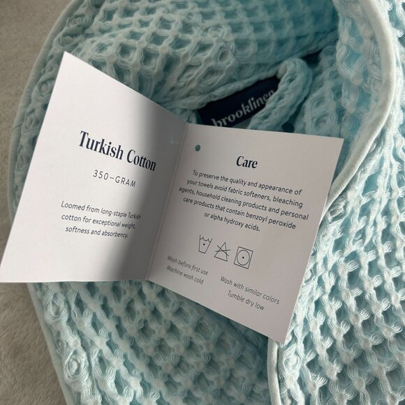 Brooklinen Waffle Robe Womens XL 100% Turkish Cotton Light Blue Lightweight New - Picture 11 of 11